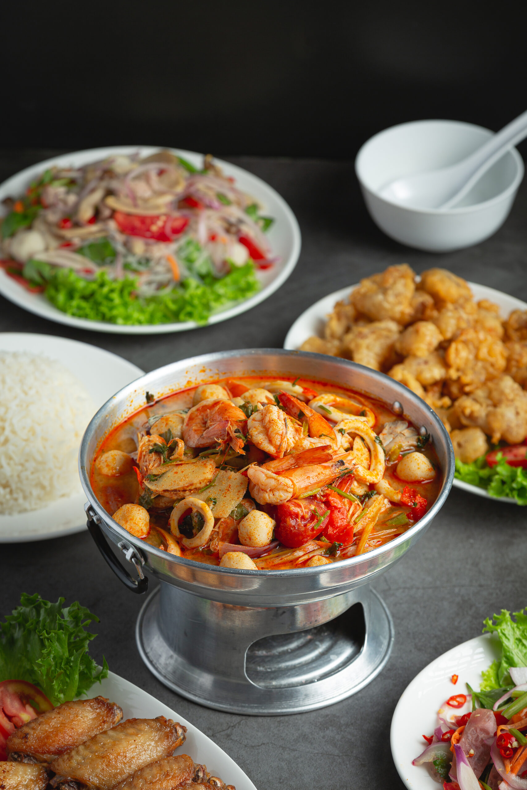 Thai Food;Tom Yum Seafood or seafood spicy soup